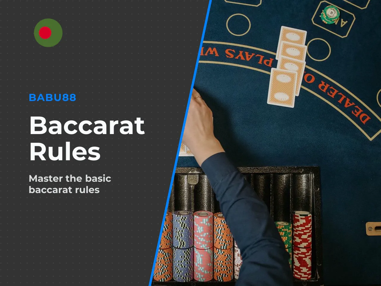 How Baccarat Works at a Basic Level. Baccarat is a comparing card game played between two sides - the "Player" and the "Banker." The goal? Bet on which hand finishes closer to a total of nine. That is